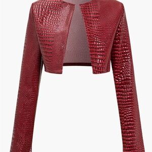 Elegant Red Crocodile Pattern Blazer